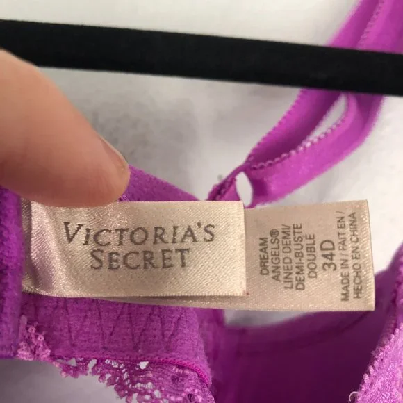 Victoria's Secret Dream Angels Purple Lacy Crystal / Lined Demi 34D Bra - Picture 3 of 5